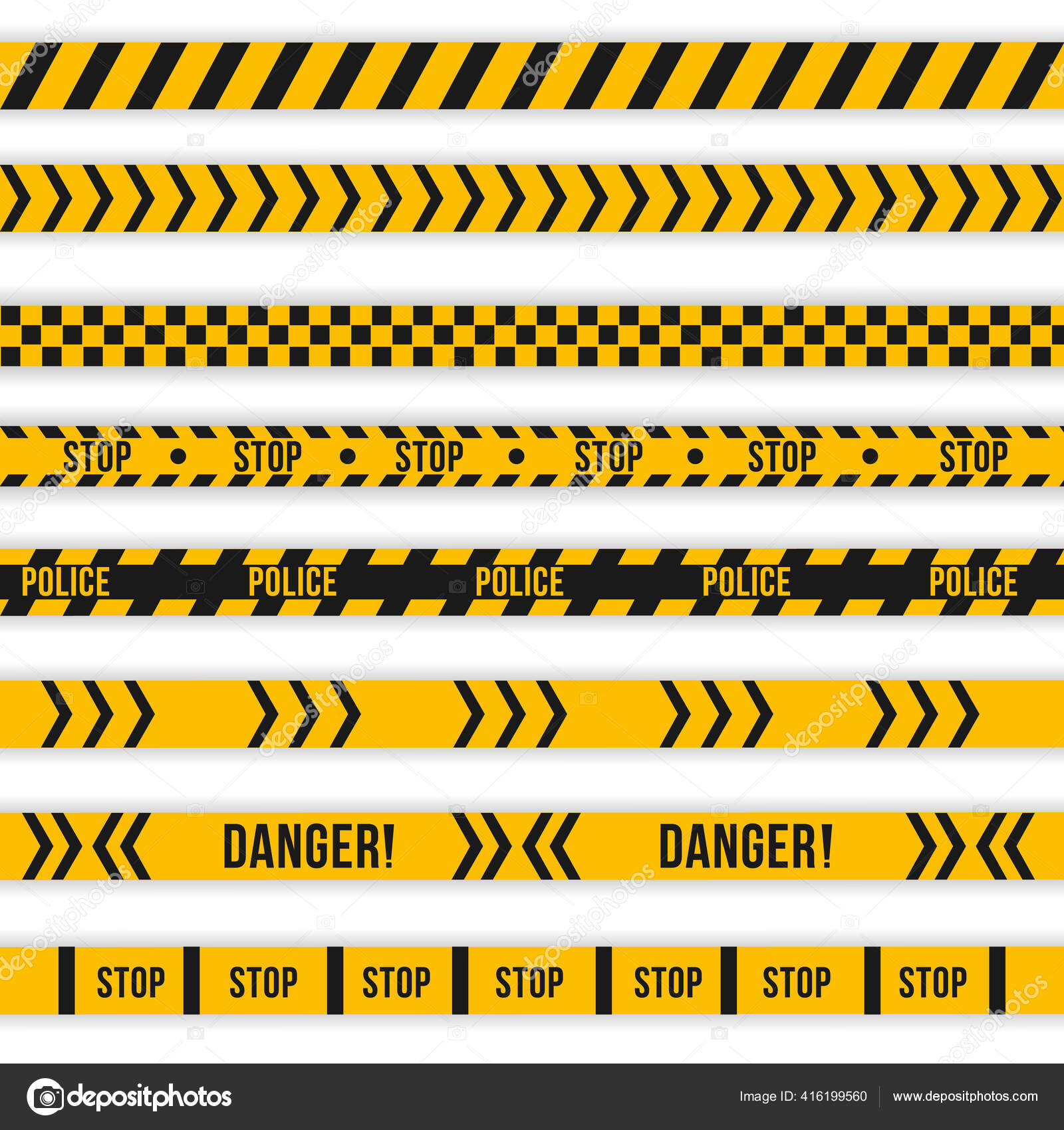 Warning yellow tape. Stock Vector Image by