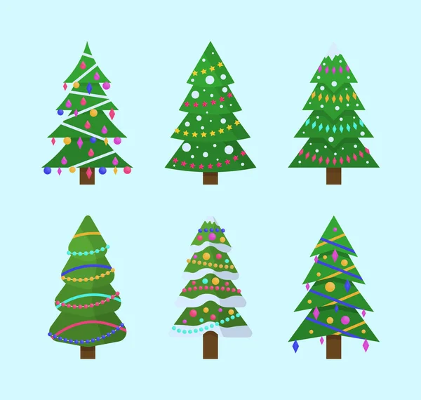 Colección árbol de Navidad. — Vector de stock