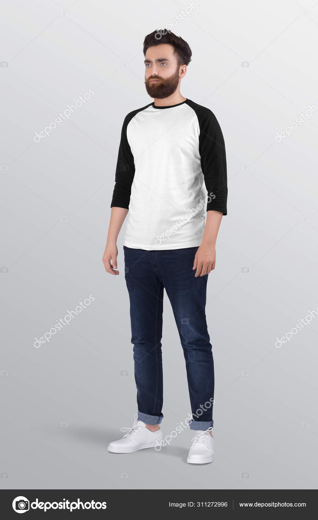 white shirt dark blue jeans