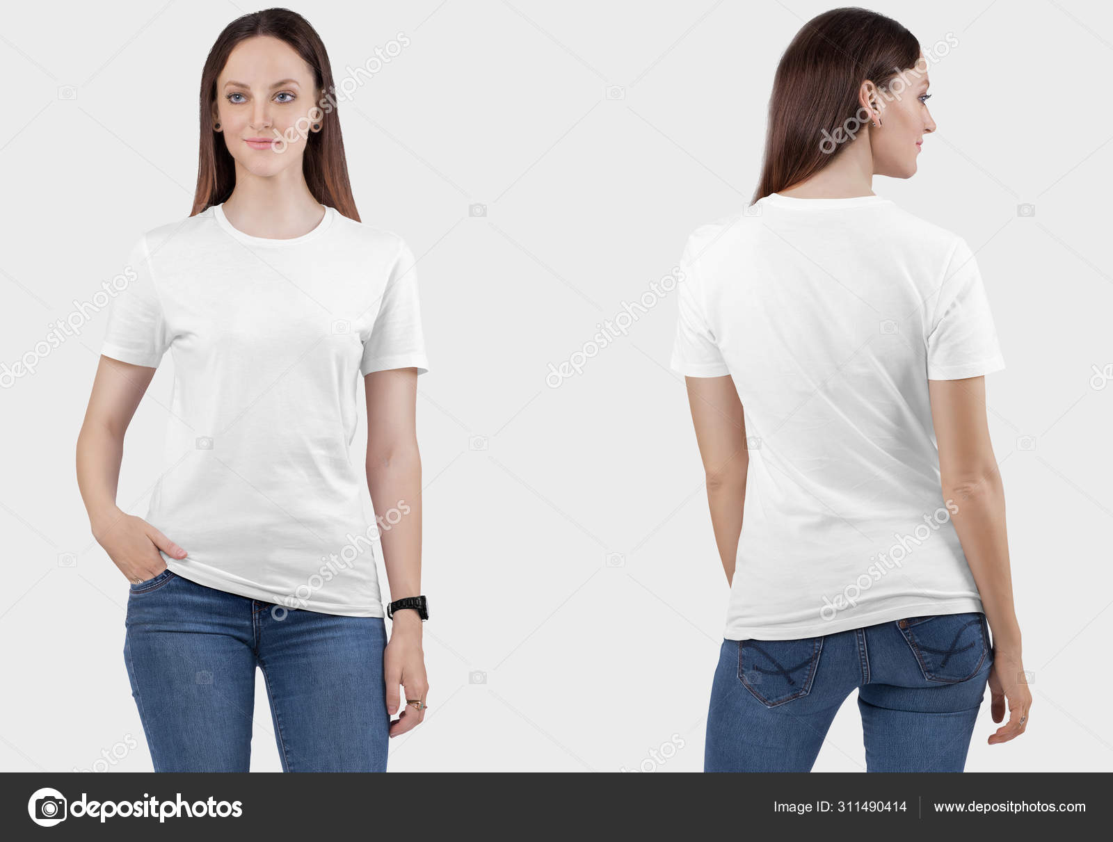 plain white t shirt back view