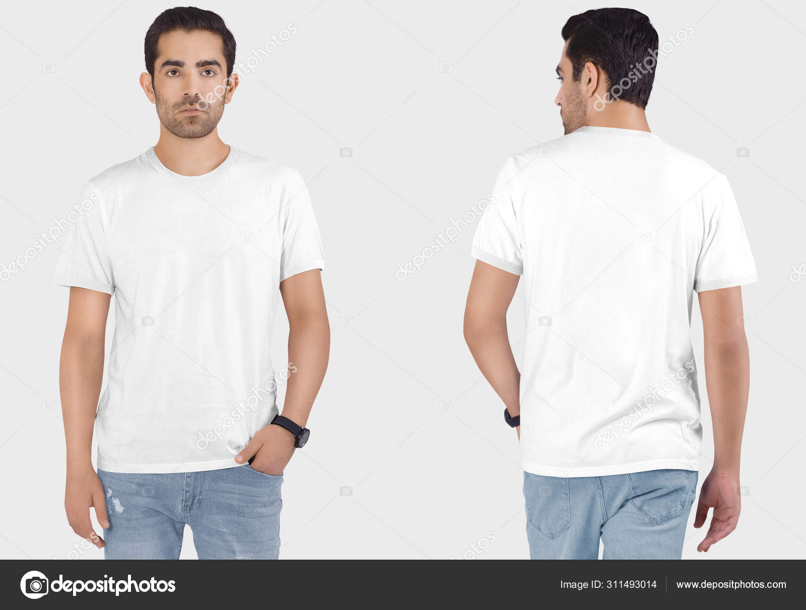 White t top shirt model
