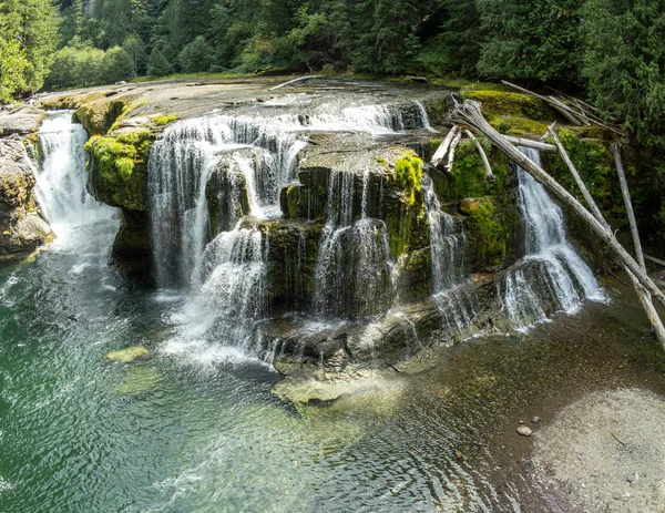 Fantastiska Flygbilder Lower Lewis River Falls Den Majestätiska Lewis River — Stockfoto