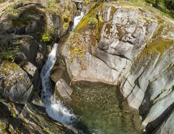 Meravigliosa Fotografia Aerea Cougar Falls Nella Mount Rainier National Forest — Foto Stock