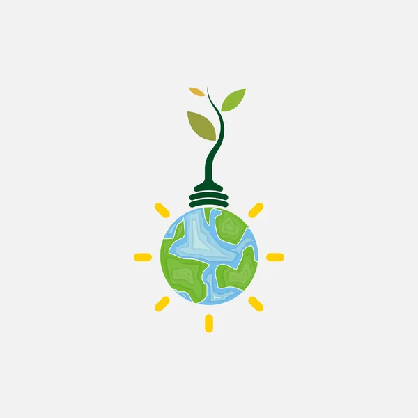 电灯泡和树的图标 世界环境日概念矢量标志设计模板 君5St 天下环境日理念 世界环境日意识运动 矢量插图 — 图库矢量图片