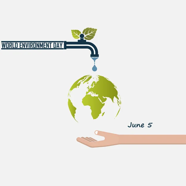 World Environment Day Concept Vector Logo Design Template Junio World — Archivo Imágenes Vectoriales
