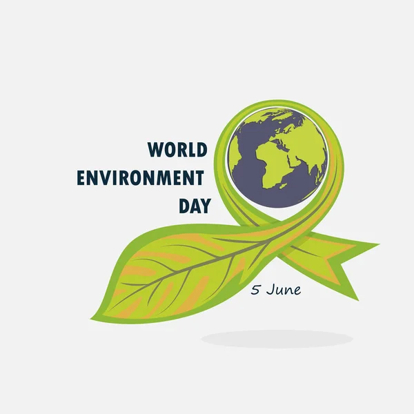 Letrero Globe Hoja World Environment Day Concept Vector Logo Design — Vector de stock