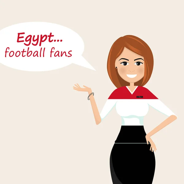 Egypt Football Fans Cheerful Soccer Fans Sports Images Young Woman — стоковый вектор