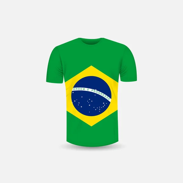 Ανδρικά Shirt Εικονίδιο Και Βραζιλία Σημαία Φόντο Γύρω Από Λαιμό — Διανυσματικό Αρχείο