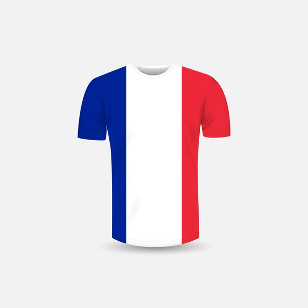 Camiseta Los Hombres Icono Bandera Francia Background Cuello Jersey Background — Vector de stock