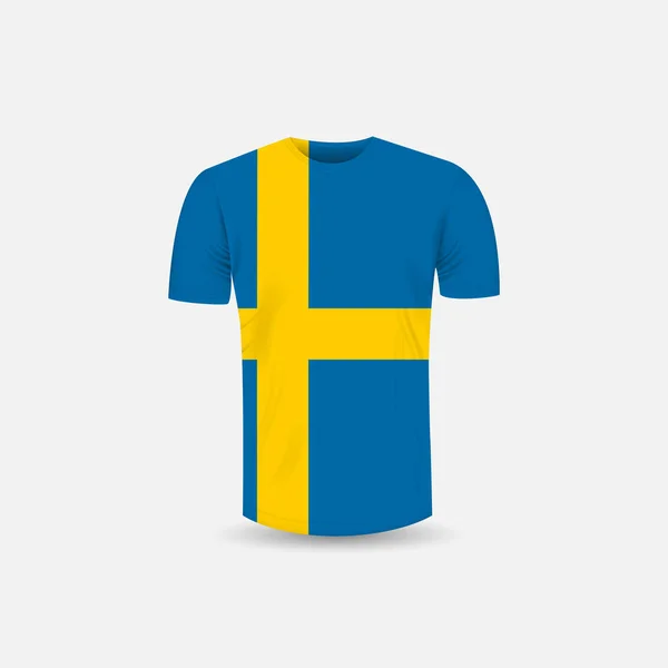 Ícone Camiseta Masculina Bandeira Suécia Background Fundo Pescoço Jersey Front — Vetor de Stock