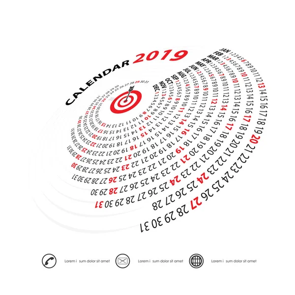 Plantilla Calendario 2019 Calendario Espiral Calendario 2019 Conjunto Meses Plantilla — Archivo Imágenes Vectoriales