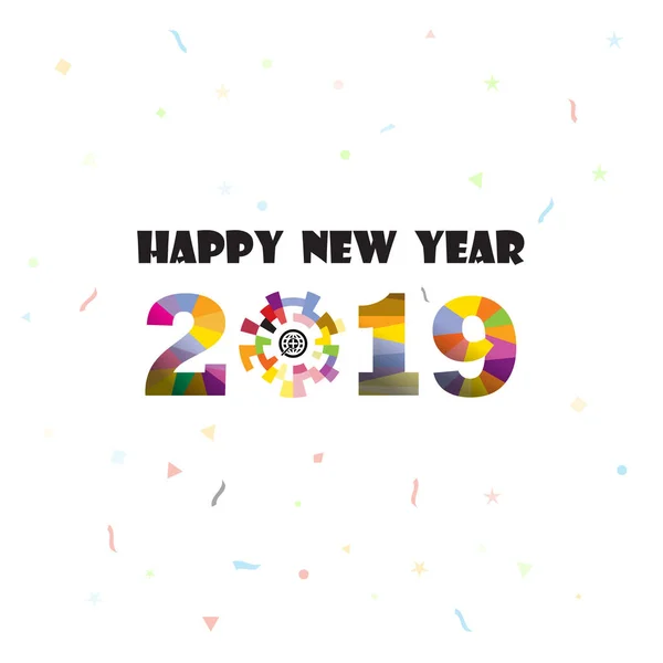 Feliz Año Nuevo 2019 Background Colorful Tarjeta Felicitación Design Vector — Vector de stock