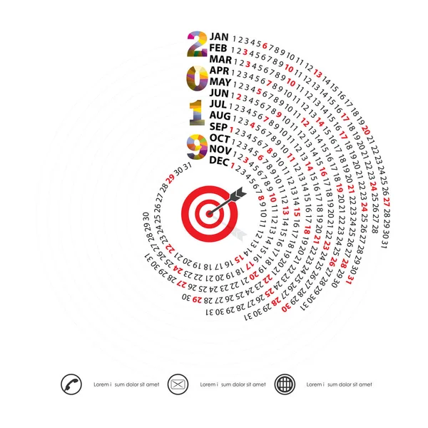 2019 Kalendervorlagen Spiralkalender Kalendar Kalender2019 Set Von Monaten Jahreskalender Vektor — Stockvektor