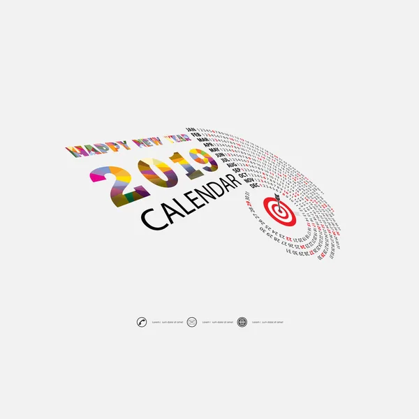 2019 Kalendervorlagen Spiralkalender Kalendar Kalender2019 Set Von Monaten Jahreskalender Vektor — Stockvektor