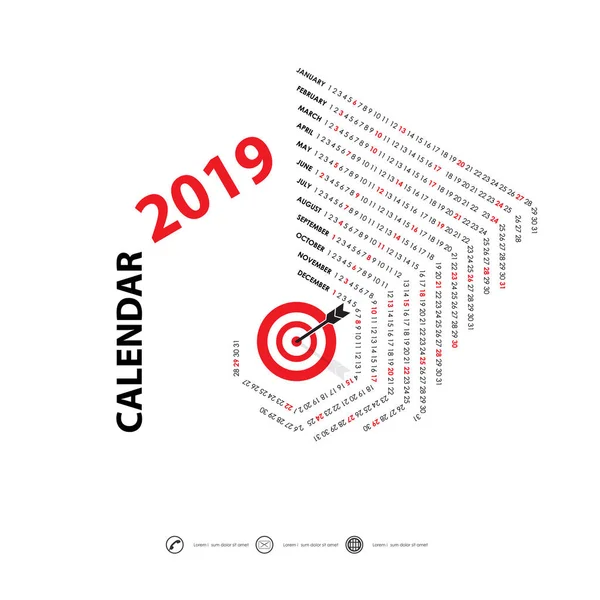 2019 Template Hexagon Kalendarz Kształt Kalendarza Kalendarzowy 2019 Zestaw Months — Wektor stockowy