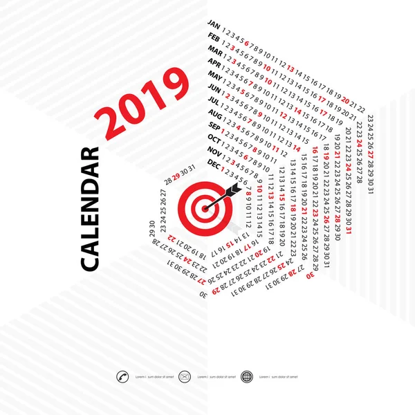 2019 Template Hexagon Kalendarz Kształt Kalendarza Kalendarzowy 2019 Zestaw Months — Wektor stockowy