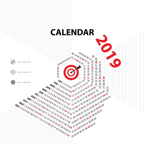 2019 カレンダー Template Hexagon 形状のカレンダーです カレンダー 2019年セットの Months Yearly カレンダー — ストックベクタ