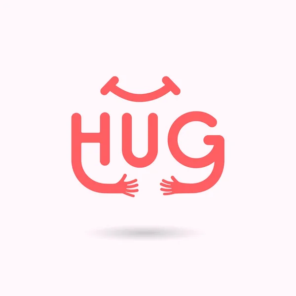 Hug Tipográfico Mano Icon Abrace Abrazo Iconos Vector Logotipo Design — Archivo Imágenes Vectoriales