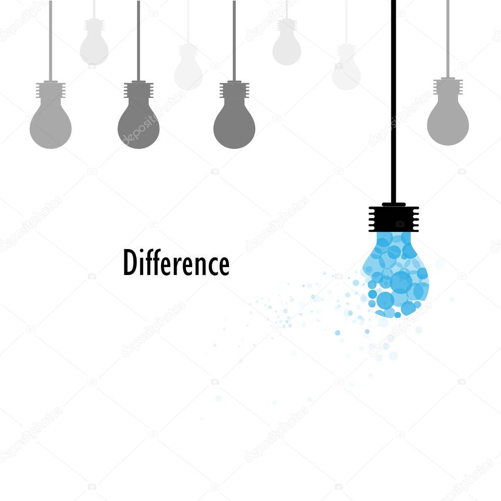 Creative light bulbs vector logo design template and Difference concept.Business,Education and Industrial idea. Vector illustration