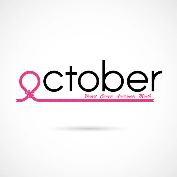 Breast Cancer Oktober Medvetenhet Månad Typografiska Kampanj Background Women Hälsa — Stock vektor