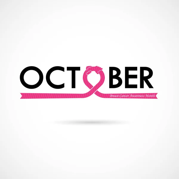 Breast Cancer October Awareness Month Typographical Campaign Background Women Health - Stok Vektor