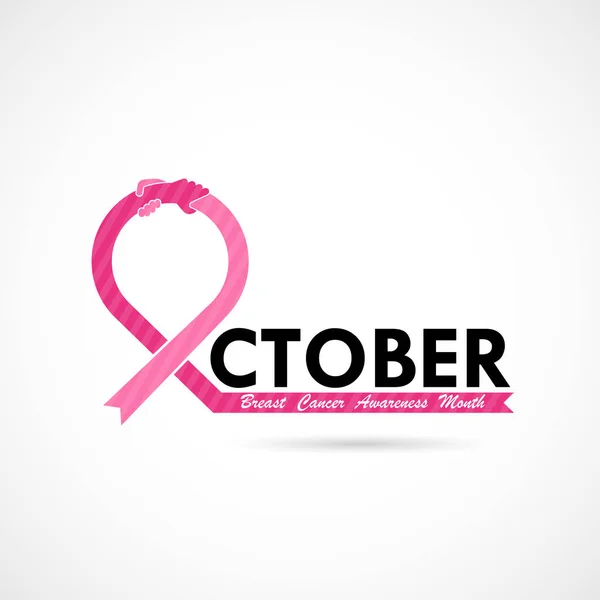 Breast Cancer October Awareness Month Typographical Campaign Background Women Health - Stok Vektor