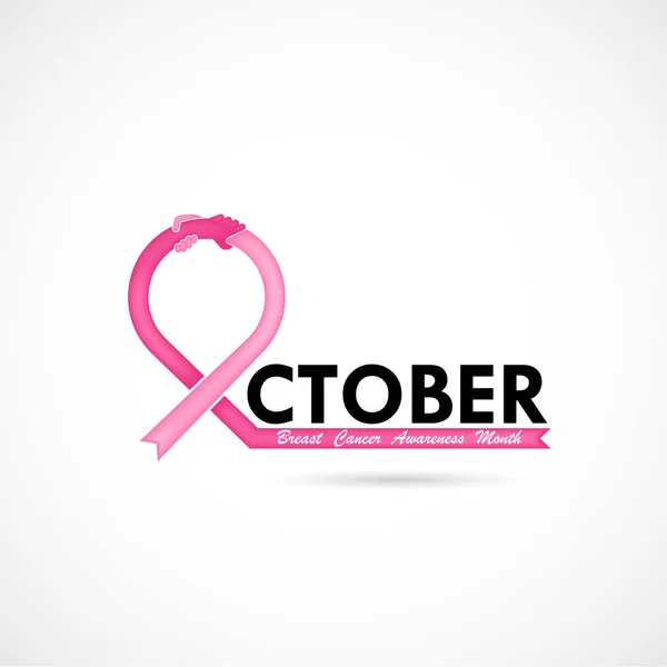 Brustkrebs Oktober Bewusstsein Monat Typografische Kampagne Background Women Gesundheit Vektor — Stockvektor