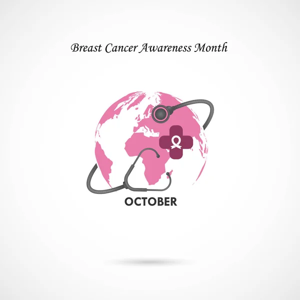 Borst Kanker Oktober Awareness Maand Campagne Background Women Gezondheid Vector — Stockvector