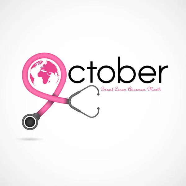 Breast Cancer Oktober Medvetenhet Månad Kampanj Background Women Hälsa Vektor — Stock vektor