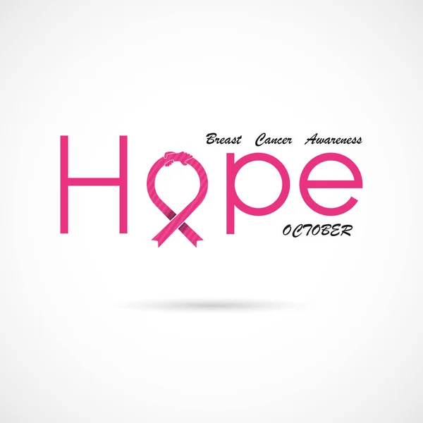 Hoppas Typografiska Hoppas Word Ikonen Breast Cancer Oktober Medvetenhet Månad — Stock vektor