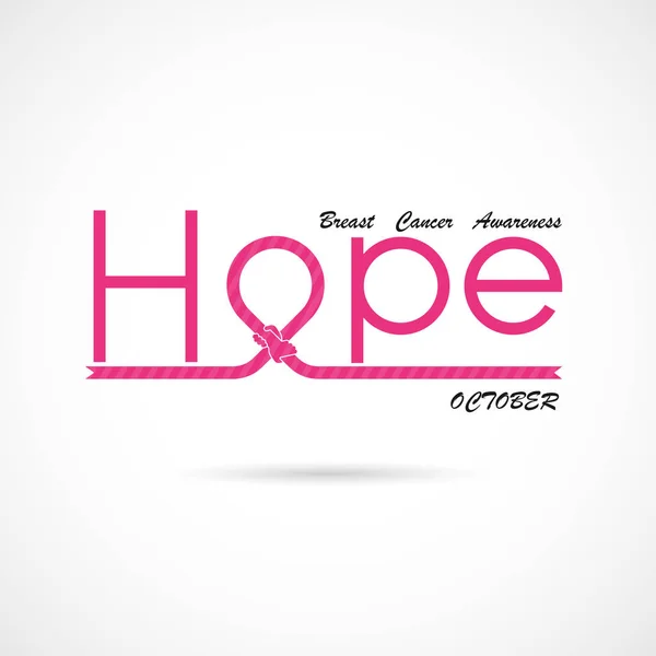 Esperança Typographical Hope Palavra Icon Breast Cancer Outubro Consciência Mês — Vetor de Stock