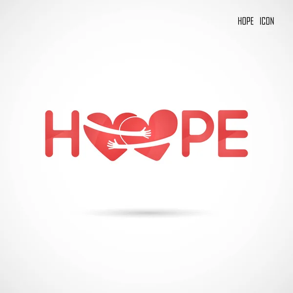 Hope Typographical Hope Word Icon Breast Cancer October Awareness Month — Vector de stock