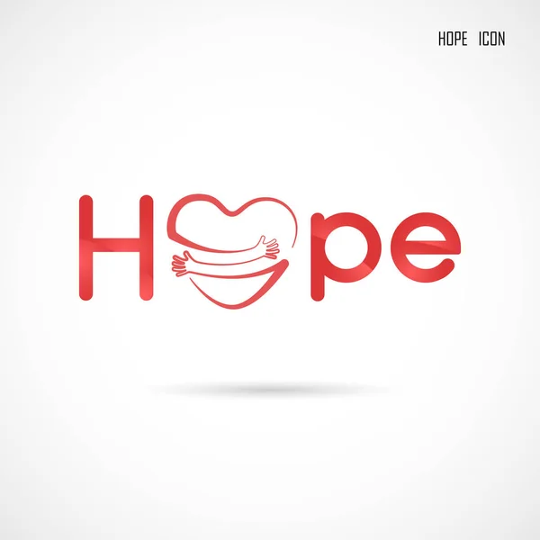 Hope Typographical Hope Word Icon Breast Cancer October Awareness Month — Stock Vector
