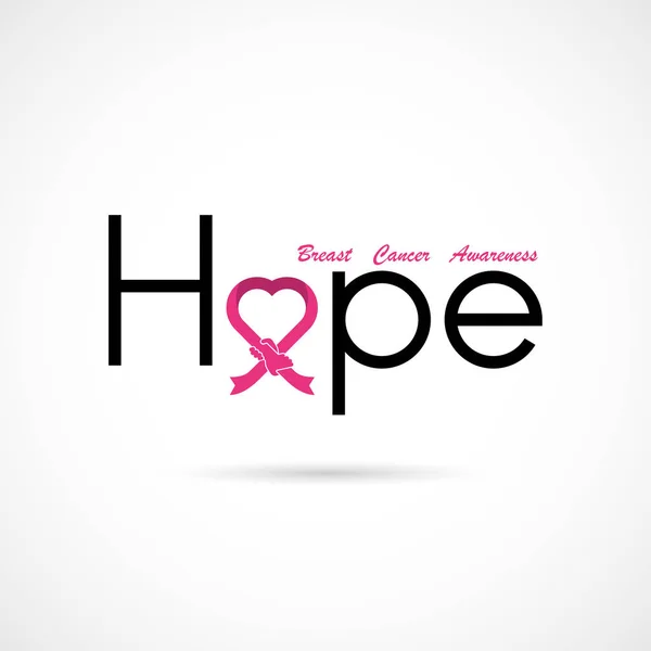 Hope Typographical Hope Parola Icon Breast Cancer Ottobre Consapevolezza Mese — Vettoriale Stock