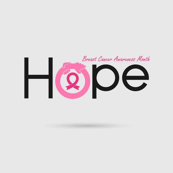 Esperança Typographical Hope Palavra Icon Breast Cancer Outubro Consciência Mês — Vetor de Stock