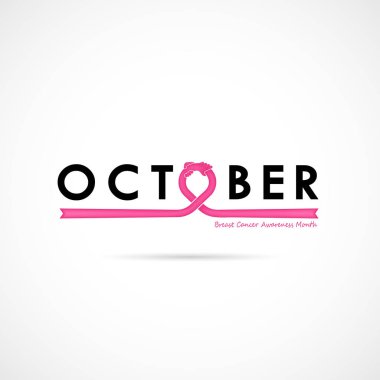Meme kanseri Ekim Farkındalık ay tipografik kampanya Background.Women sağlık vektör tasarımı. Meme kanseri bilinçlendirme logo tasarımı. Meme kanseri bilinçlendirme ay simge. Gerçekçi pembe kurdele. Pembe bakım logosunu görmeniz gerekir. Vektör çizim