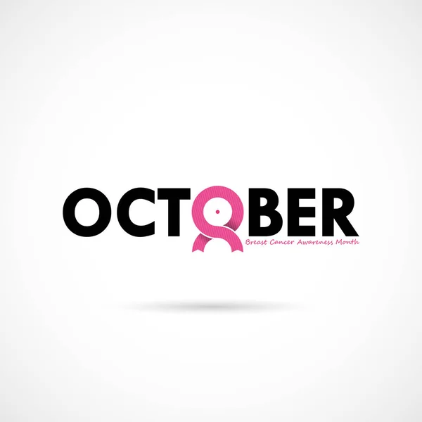 Breast Cancer Oktober Medvetenhet Månad Typografiska Kampanj Background Women Hälsa — Stock vektor