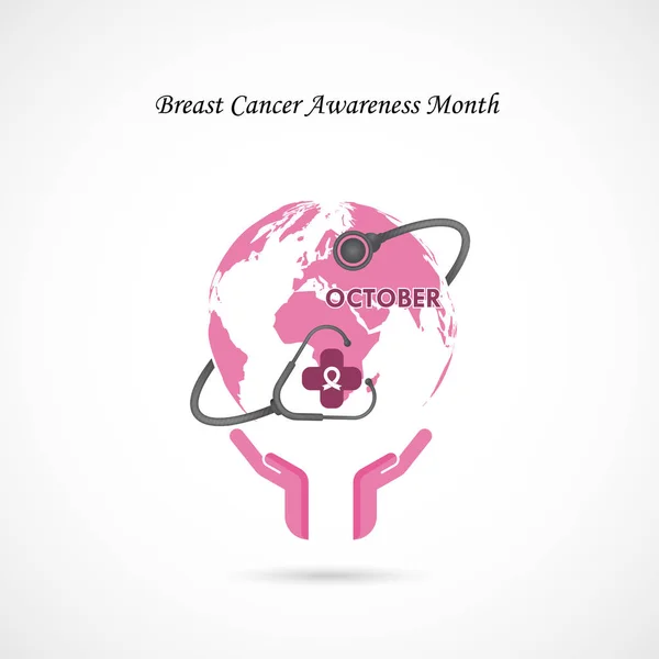 Borst Kanker Oktober Awareness Maand Campagne Background Women Gezondheid Vector — Stockvector