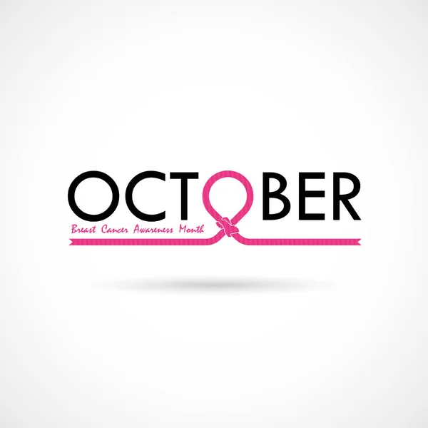Brustkrebs Oktober Bewusstsein Monat Typografische Kampagne Background Women Gesundheit Vektor — Stockvektor