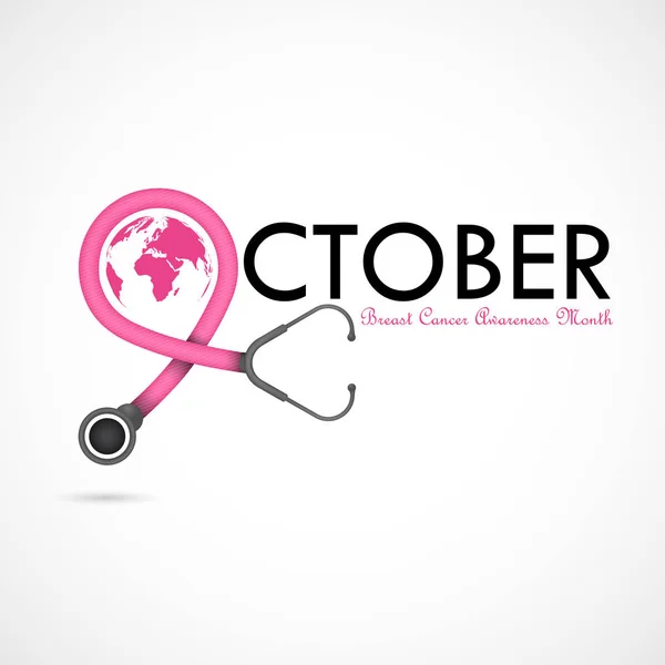 Borst Kanker Oktober Awareness Maand Campagne Background Women Gezondheid Vector — Stockvector