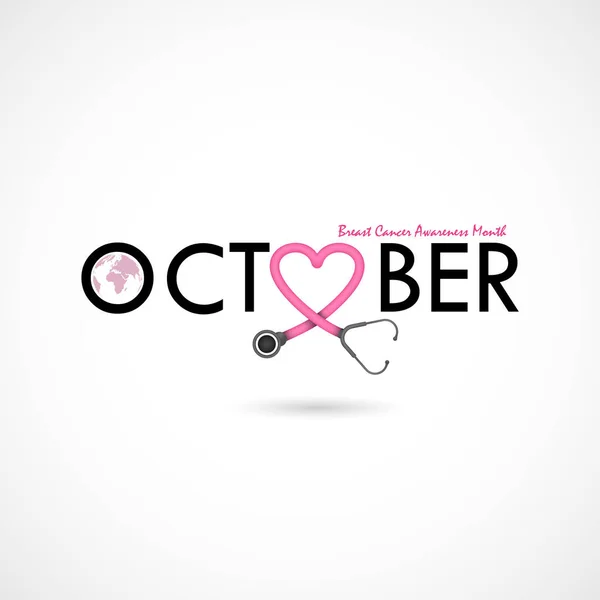Breast Cancer Oktober Medvetenhet Månad Kampanj Background Women Hälsa Vektor — Stock vektor