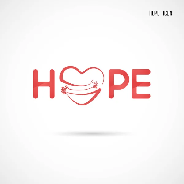 Hope Typographical Hope Word Icon Breast Cancer October Awareness Month — Stock Vector