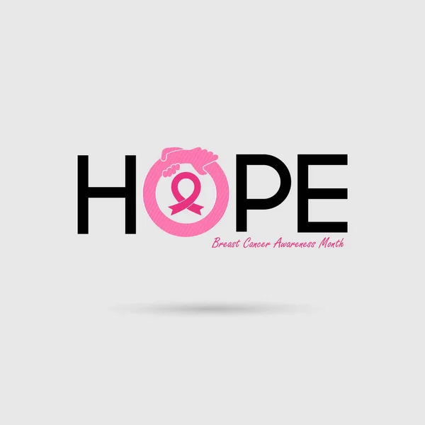 Esperança Typographical Hope Palavra Icon Breast Cancer Outubro Consciência Mês — Vetor de Stock