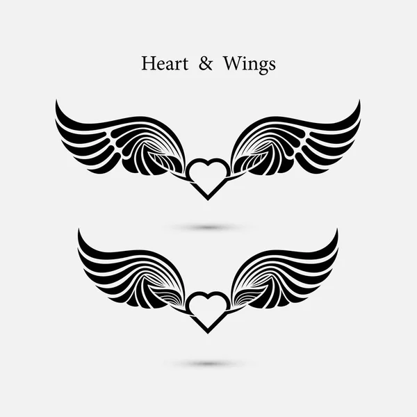 Herz Logo Mit Engelflügeln Logo Design Template Love Symbol Valentine — Stockvektor
