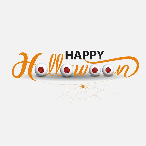 Gros Yeux Halloween Bannière Calligraphie Halloween Tour Fête Traitement Happy — Image vectorielle