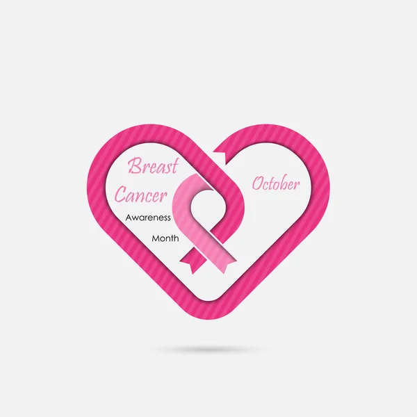 Herzform Und Brust Icon Breast Cancer Oktober Awareness Monat Kampagne — Stockvektor