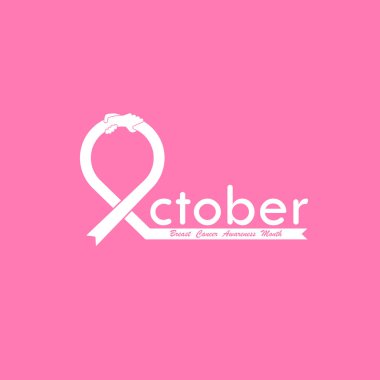 Ekim tipografik ve el pembe kurdele simgesi. Meme kanseri Ekim Farkındalık ay tipografik kampanya Background.Women sağlık vektör tasarımı. Meme kanseri bilinçlendirme logo tasarımı. Meme kanseri bilinçlendirme ay simge. Pembe kurdele. Pembe bakım logosunu görmeniz gerekir. Vektör 