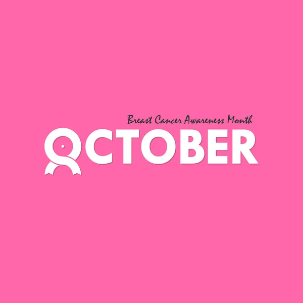 Oktober Typografische Lint Pictogram Borst Kanker Oktober Awareness Maand Typografische — Stockvector