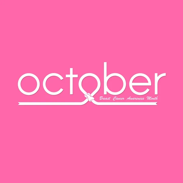 Oktober Typografische Hand Roze Lint Pictogram Borst Kanker Oktober Awareness — Stockvector