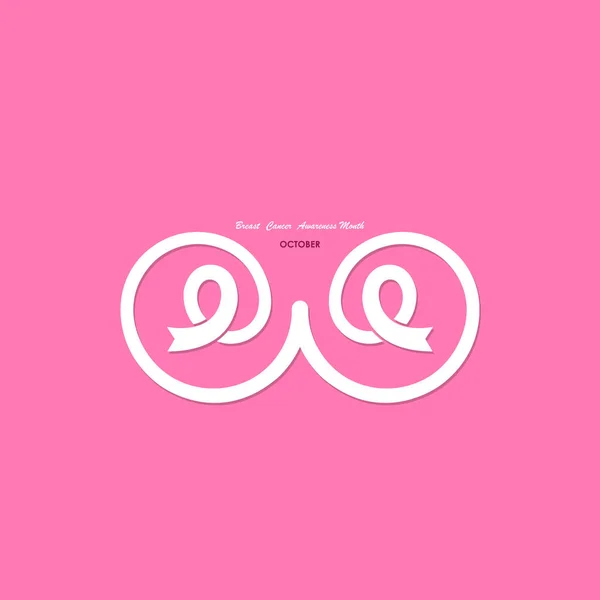 Pink Breast Bosom Chest Icon Pink Ribbon Pink Care Logo — стоковый вектор